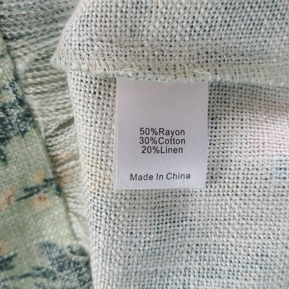 Tuckernuck Floral Blouse S Green 3/4 Sleeve Fringe Cottagecore Boho Wildflower - Picture 5 of 6